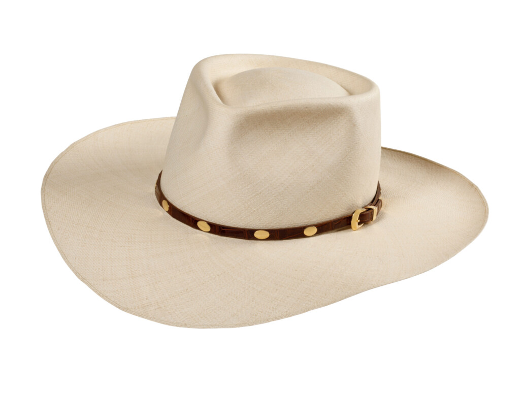 Panama Straw Hat with Gold and Leather Hat Band