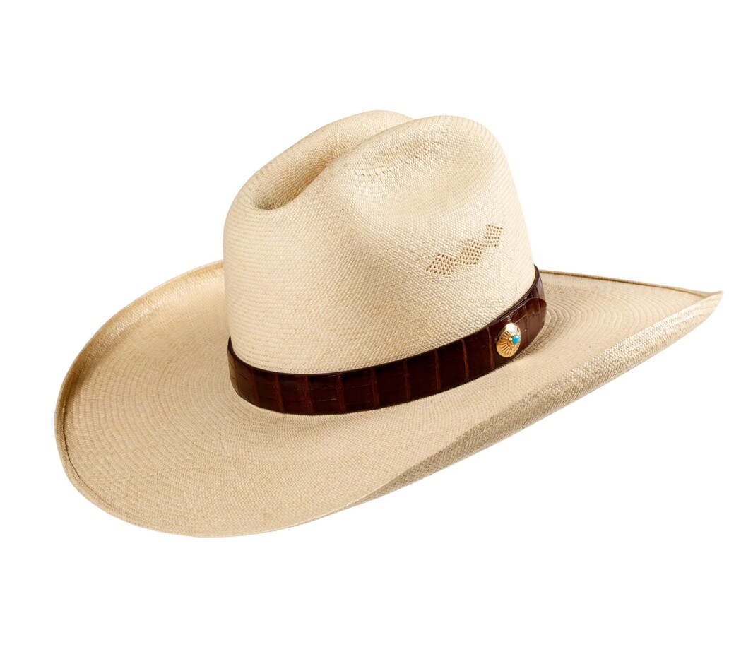 Wide brimmed Tecate Cattleman Panama Hat